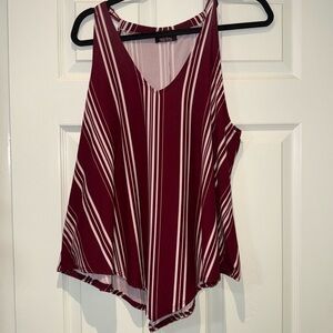 Chic Burgundy and White Striped Tank Top